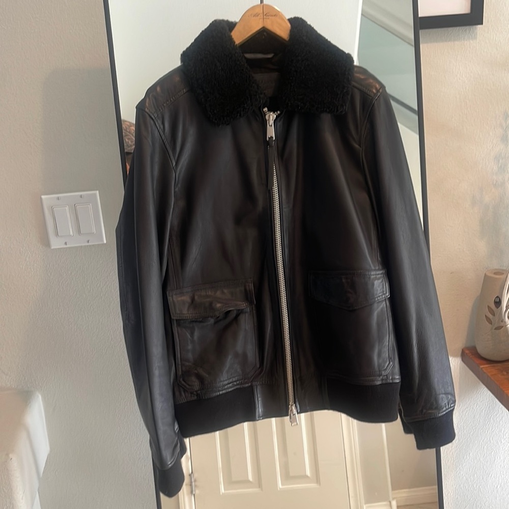 Allsaints Black Aviator Leather Jacket sz. S